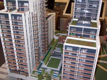 Architectural model of Alto development in Wembley for Quintain