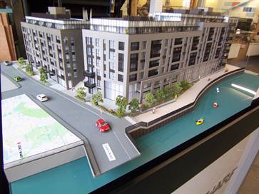 Architectural model of Legacy Wharf apartments for Bellway