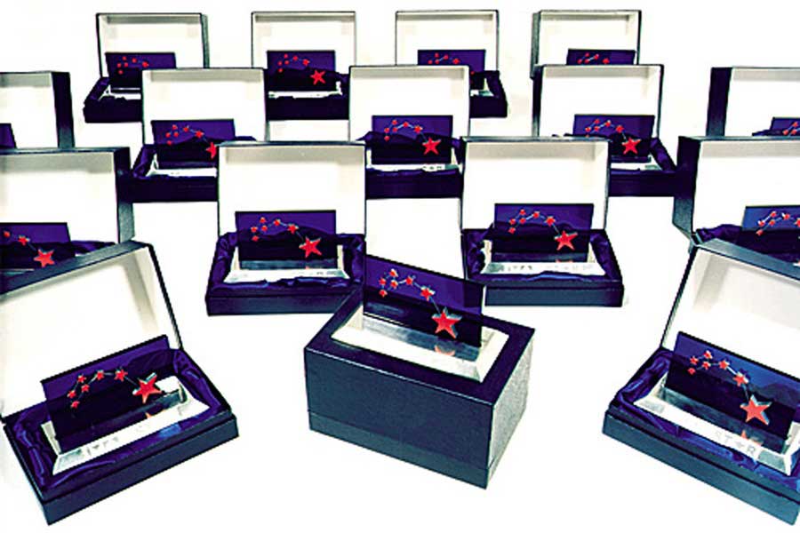 British Telecom awards in presentation boxes