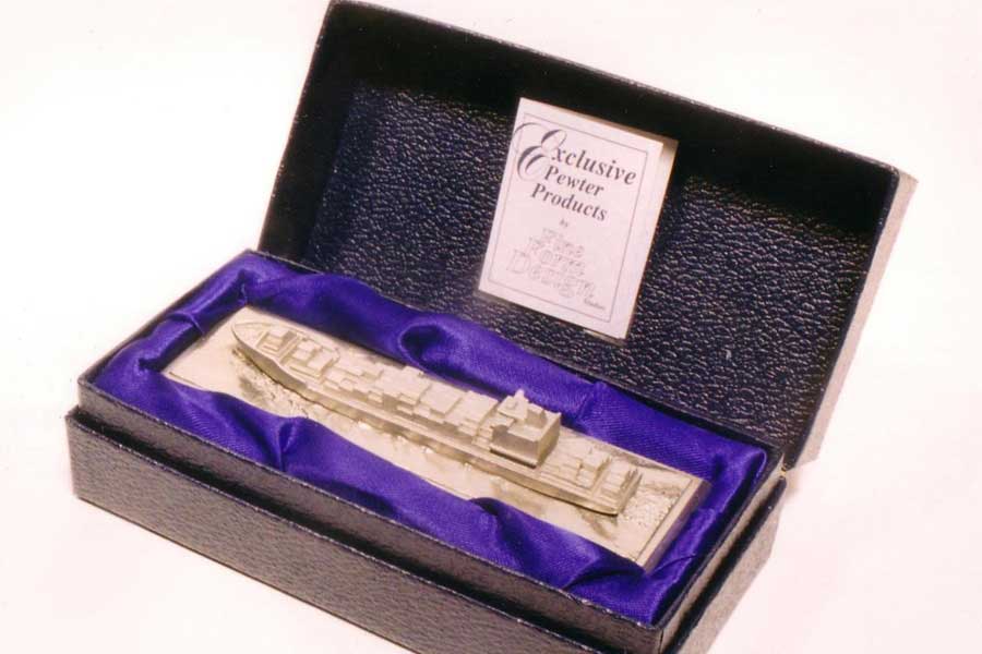 A pewter model in a presentation boxed