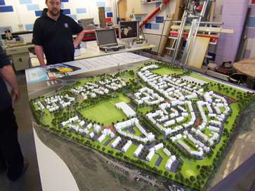 Architectural model at 1:500 scale of the Ebbsfleet project for Redrow