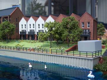 1:200 architectural model of Temple Waterfront project for Redrow