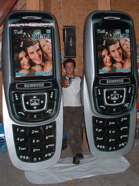 A pair of giant Samsung mobile phones