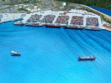 Architectural model of Felixstowe Port for Hutchison Port Holdings