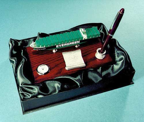 Photograph of a desk set in a presentation box