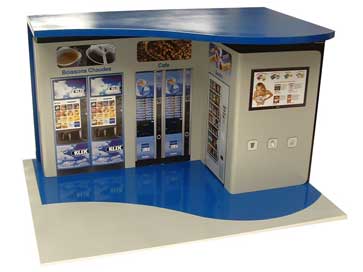 Model beveridge and snack dispenser