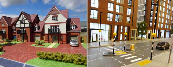 Fine Form models of a housing development and apartment blocks