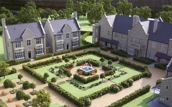Fine Form model of a high-end development at Long Crendern with a formal garden.