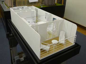 1:20 scale model of a Deluxe Cabin for Regent Cruises